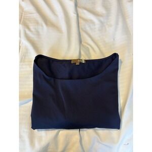 JudyP Sabrina Navy Tunic‎ Top Boat Neck 3/4 Sleeve Stretch Casual Comfy Large